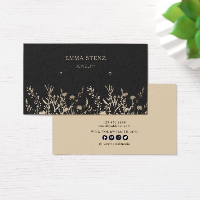 Tela Beige Dourada Terrestre de Arrastões Florais (Mesa)