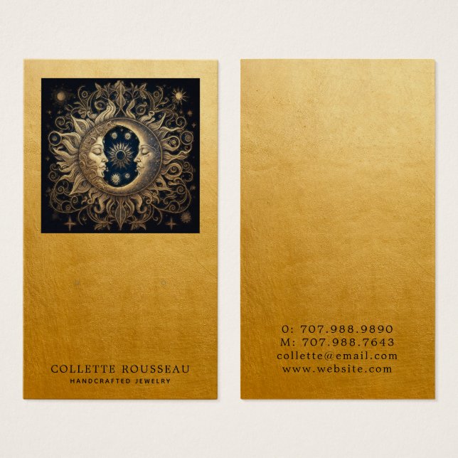 Tela Celestial Sun Moon Dourada Enarrando Joias (Frente & Verso)