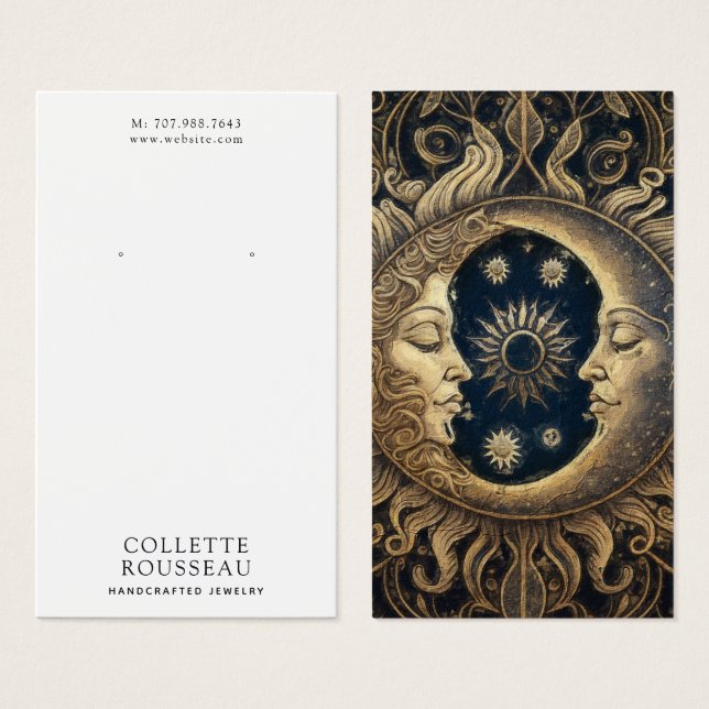 Tela Celestial Sun Moon Earrando Joias (Frente & Verso)