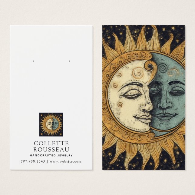 Tela Celestial Sun Moon Earrando Joias (Frente & Verso)