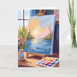 Tela de Artista Cartão de Pintura em Aquarela Pa