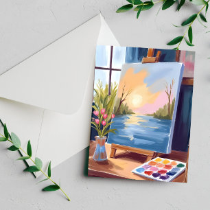 Tela de Artista Cartão de Pintura em Aquarela Pa