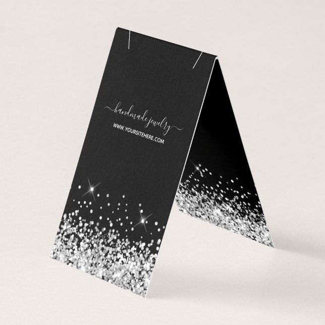 Tela de colar com brilho preto e prateado (Frente)