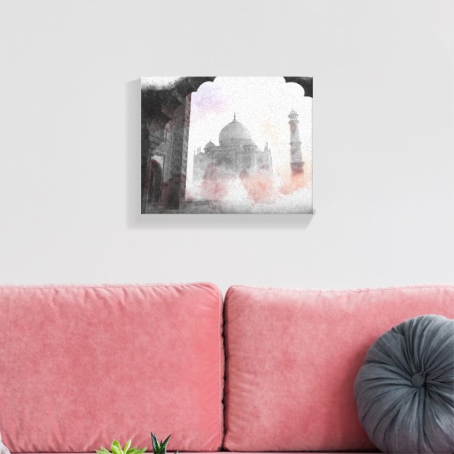 Tela de Viagens vintage Taj Mahal - Impressão - Ar (Insitu(Sala de estar))