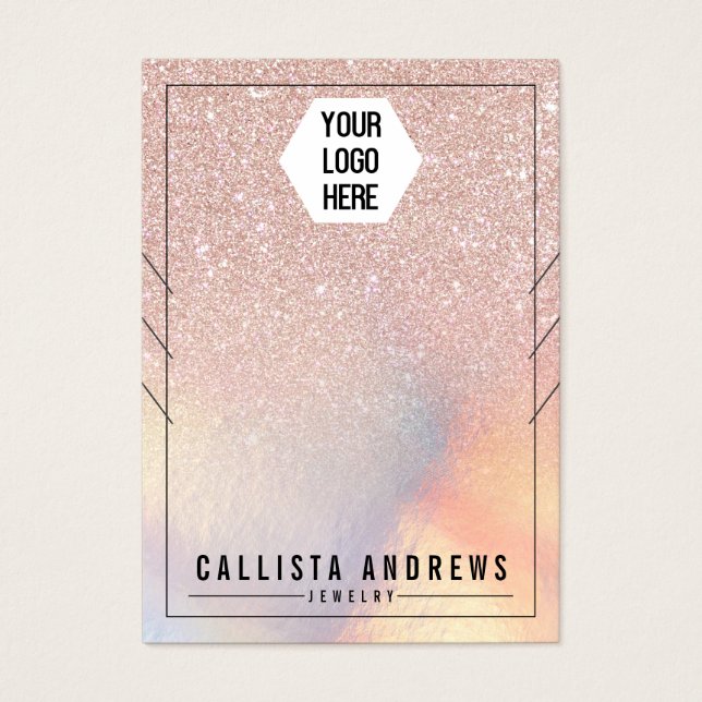 Tela do Colar Iridescente com Glitter Dourado rosa (Frente)