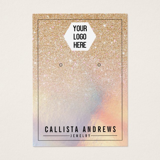 Tela do logotipo iridescente glitter Dourado chic (Frente)