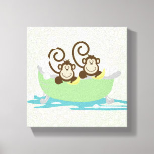 Tela Dois macacos parvos em um impressão da arte das