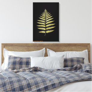 Tela Folha de Samambaia Dourada Elegante Decoração