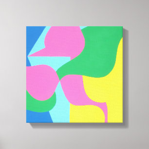 Tela Impressão Artística Abstrata em Camadas Rosa e Ver