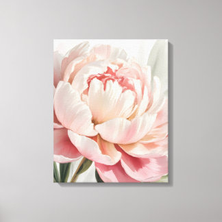 Tela Impressão Botânica de Peônia em Aquarela Blush**