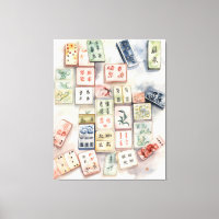 Impressão de Arte de Mahjong em Aquarela