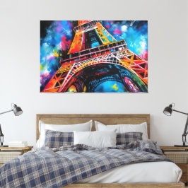 Tela Impressão de pintura em torre Eiffel