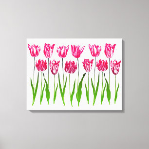 Tela Impressão do Jardim Tulipino em Fuchsia Rosa e Ve