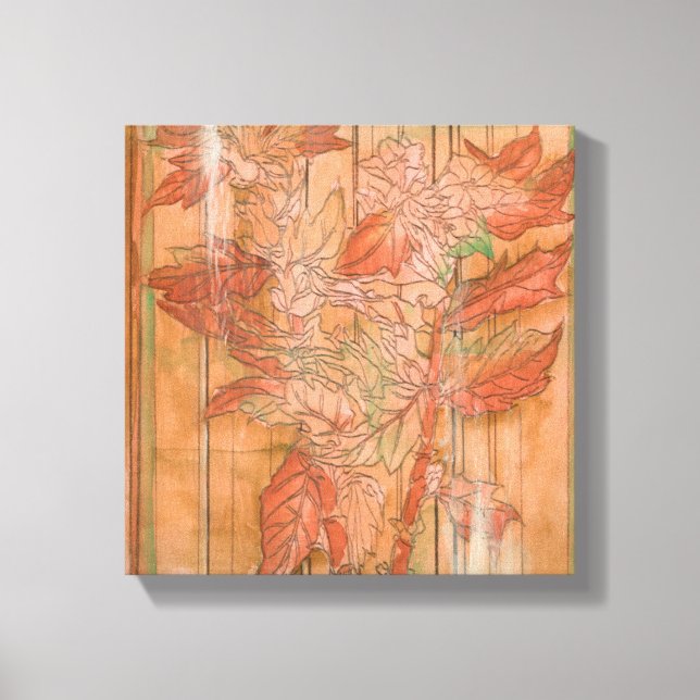 Tela Impressão Floral Laranja Moderno em Fundo Retirado (Frente)