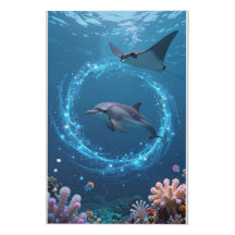 Tela Mágica de Golfinho – Parede do Oceano Sonhado
