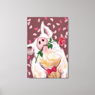 Tela Pintura de Porco Cavalheiro Impressão Engraçada em