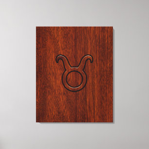 Tela Símbolo Taurus Zodiac em Mahogany Style impressão