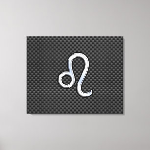 Tela Símbolo Zodiac Silver Leo em Impressão de Fibra de