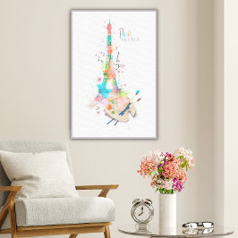 Tela Torre Eiffel Impressão de Salpico de Tinta em Arte