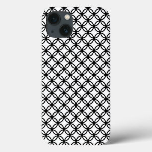 Telefone de Arte de Padrão Funk Preto e Branco
