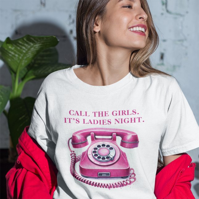 Telefone Retro Rotativo Rosa Chame as Meninas (Pink Retro Rotary Phone Call the Girls Tri-Blend Shirt)
