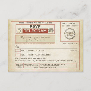 telegramas do CASAMENTO do vintage RSVP com