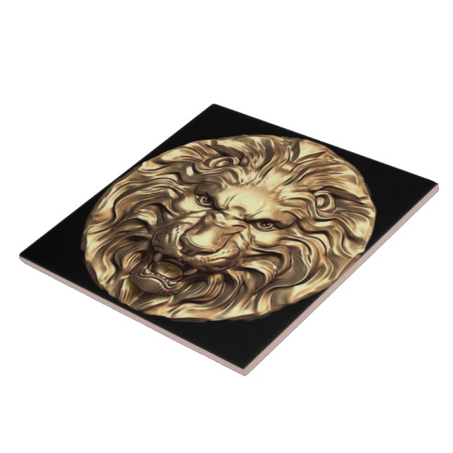 Telha Cerâmica Cabeça de Leão Dourado Rugindo (Lateral)