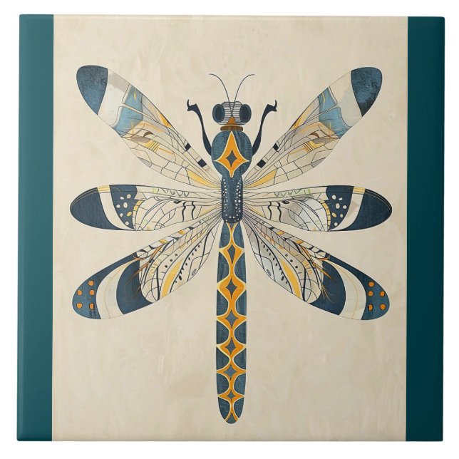 TELHA DECORATIVA LIBÉLULA AZUL-ESVERDEADA (Frente)