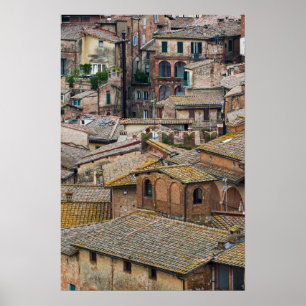 Telhados no impressão vertical do poster de Siena