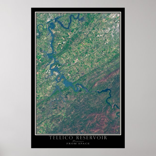 Tellico Lake Tennessee Satellite Poster Map (Frente)