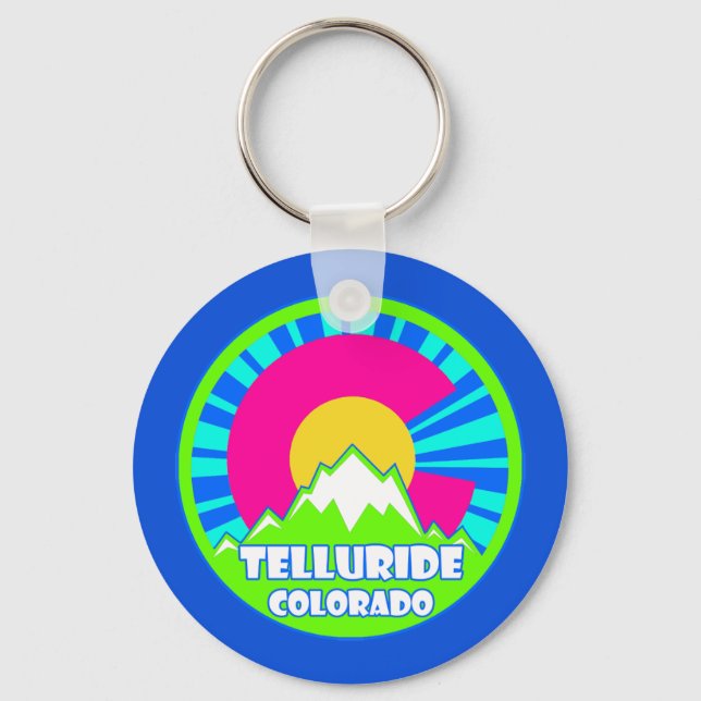 Telluride Colorado, montanhas neon chaveiro (Frente)