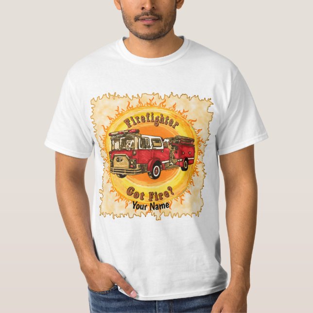 Tem camiseta Bombeiro Fogo (Frente)