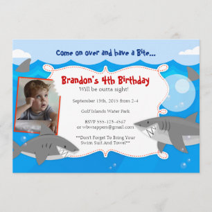 TÊM UM BITE - Convites De Aniversário Com O Tubarã