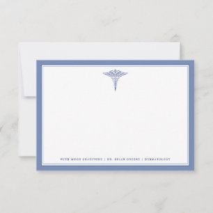 Tema Azul do Serviço Médico   Cartão de Nota Folha