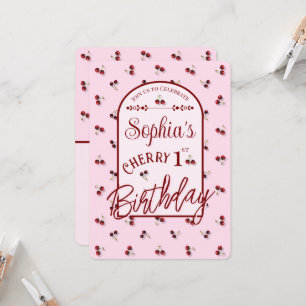 Tema Cherries Primeiro Convite de Aniversário