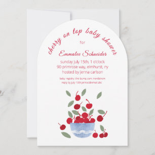 Tema Cherry Convite para Chá de fraldas Watercolor