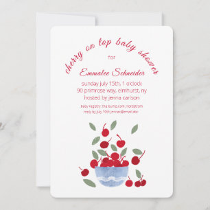 Tema Cherry Convite para Chá de fraldas Watercolor