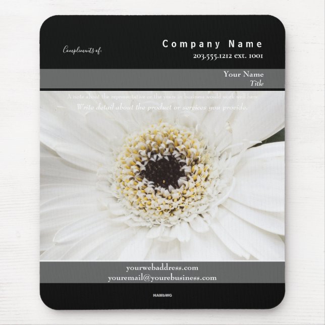 Tema da Flor Branca do Mousepad do promocional - H (Frente)