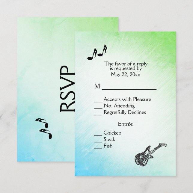 Tema da guitarra Funky Greens RSVP com Escolha de  (Frente/Verso)