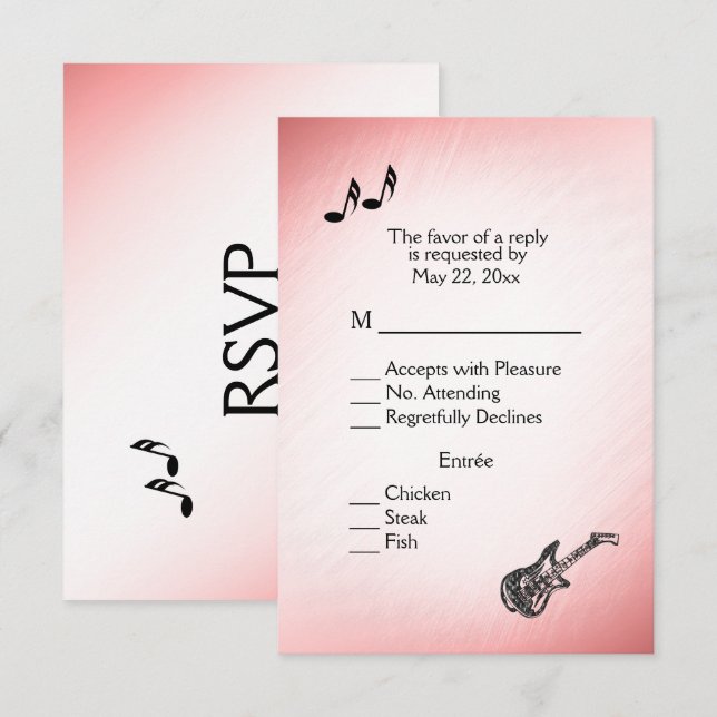 Tema da guitarra - Pink Blush RSVP com opção de me (Frente/Verso)