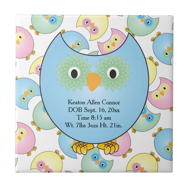 Tema da Pastel Baby Owl em Azul (Frente)