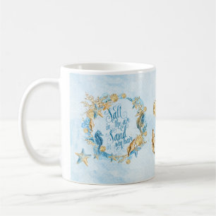Tema da praia da caneca de Seashell azul