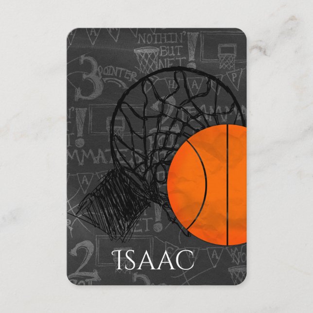 Tema de Basquete de Placa RSVP de Bat Mitzvah bar (Frente)