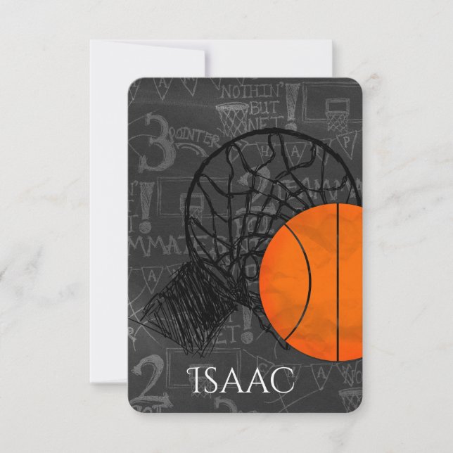 Tema de Basquete de Placa RSVP de Bat Mitzvah bar (Frente)