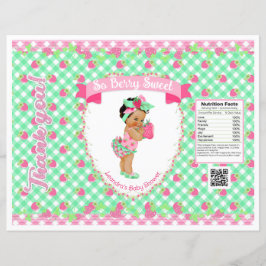 Tema De Bebê De Morango Mint & Pink Gingham Chip B