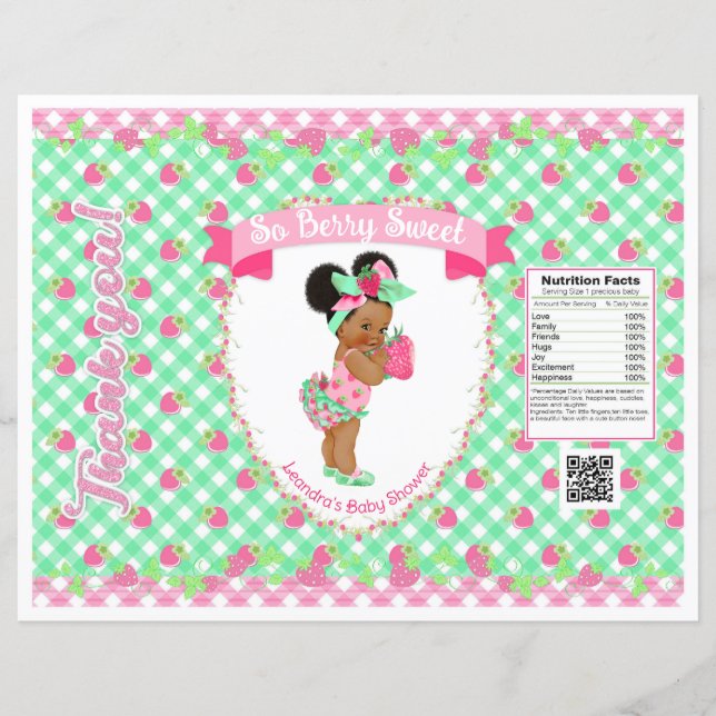 Tema de Bebê Morango Rosa e Xadrez Verde-Menta Sac (Frente)