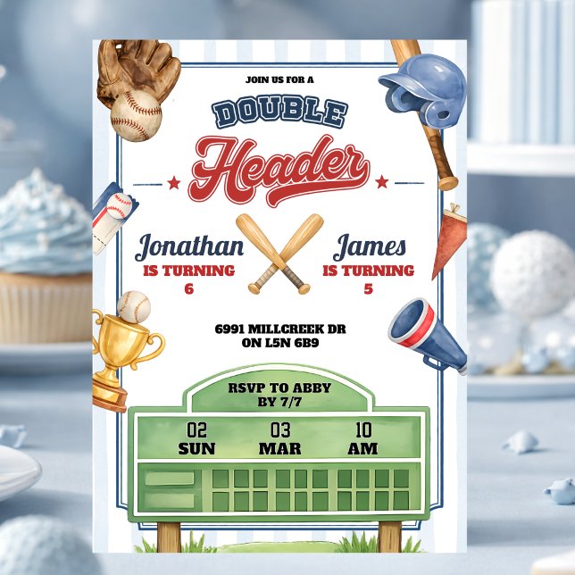 Tema de beisebol Convite de Aniversário Conjunto d (Criador carregado)