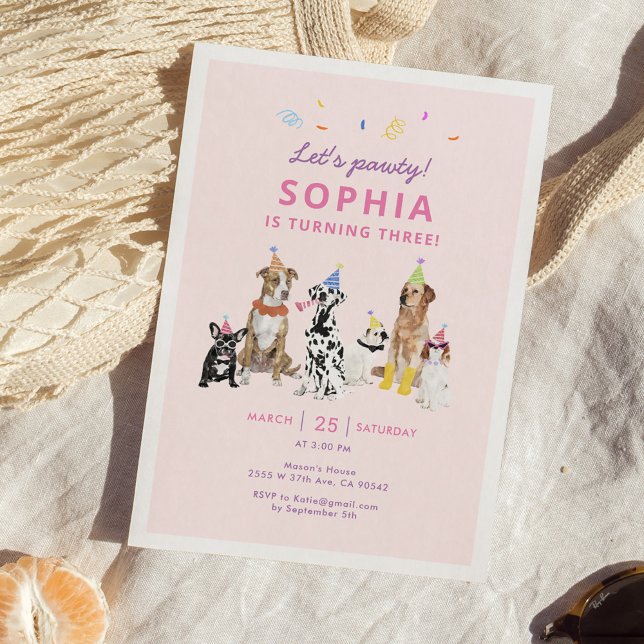 Tema de Cachorro Garota Convite de aniversário (Criador carregado)
