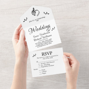 Tema De Casamento De Música Em Um Único Convite