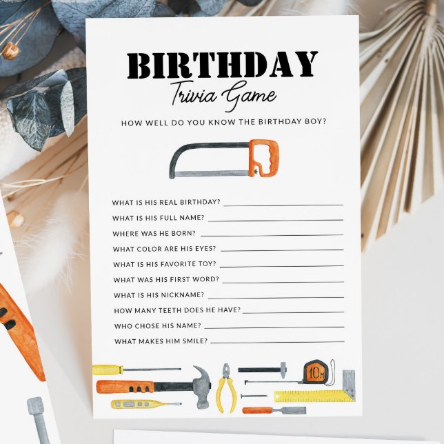 Tema de Construção de Menino Trivia de Aniversário (Criador carregado)